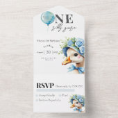 One Silly Goose Boy 1st Birthday  Invitation All In One Uitnodiging (Binnen)