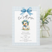 One Silly Goose Boy 1st Birthday  Invitation Kaart (Staand voorkant)