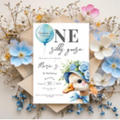 One Silly Goose Boy 1st Birthday Invitation Kaart
