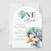 One Silly Goose Boy 1st Birthday  Invitation Kaart (Voorkant)