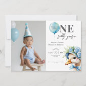 One Silly Goose Boy 1st Birthday  Invitation Kaart (Voorkant)