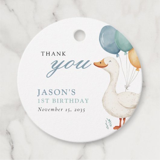 One Silly Goose Boy 1st Birthday Party Bedankjes Labels (Voorkant)