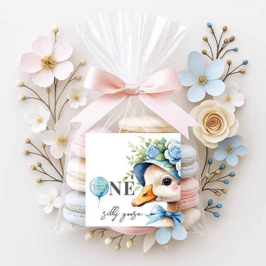 One Silly Goose Boy Birthday  Vierkante Sticker