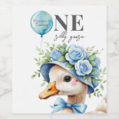 One Silly Goose Boy Birthday Wijn Etiket (Enkel label)