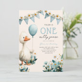 One Silly Goose Boy First Birthday Kaart (Staand voorkant)