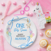 One Silly Goose Boys First Birthday Papieren Bordje (Feest)