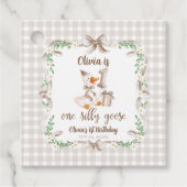 One Silly Goose Brown Bow 1st Birthday Bedankjes Labels (Voorkant)