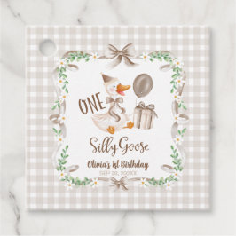 One Silly Goose Brown Bow 1st Birthday Bedankjes Labels