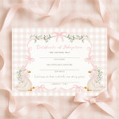 One Silly Goose: Certificate of Adoption Card Kaart