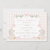 One Silly Goose: Certificate of Adoption Card Kaart (Voorkant)