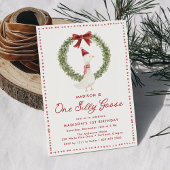 One Silly Goose Christmas Red Bow 1st Birthday Kaart
