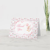 One Silly Goose Coquette Roze Bloem 1e Verjaardag Bedankkaart (Voorkant)
