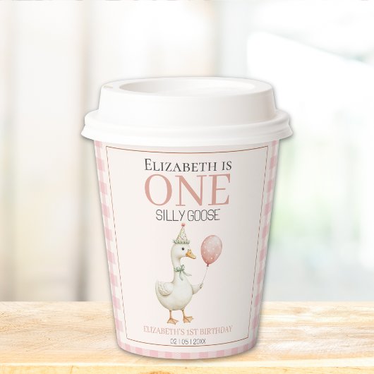 One Silly Goose Cute First Birthday Girl Papieren Bekers