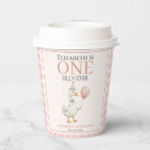 One Silly Goose Cute First Birthday Girl Papieren Bekers (Achterkant)