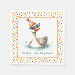"One Silly Goose" Eerste Verjaardagsfeestje Servet