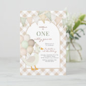 One Silly Goose First 1st Birthday Invitation Kaart (Staand voorkant)