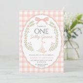 One Silly Goose First Birthday Invitation, Editabl Kaart (Staand voorkant)