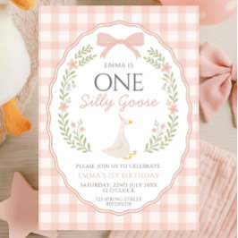 One Silly Goose First Birthday Invitation, Editabl Kaart