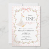 One Silly Goose First Birthday Invitation, Elegant Kaart (Voorkant)