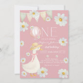 ONE Silly Goose First Birthday Invitation Kaart (Voorkant)