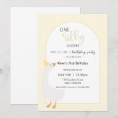 One Silly Goose First Birthday Invitation Kaart (Voorkant / Achterkant)