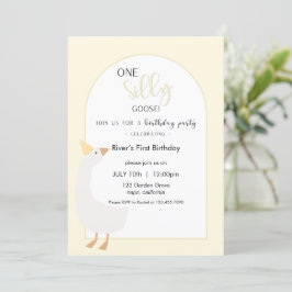 One Silly Goose First Birthday Invitation Kaart