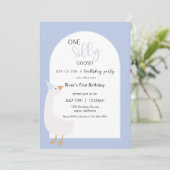 One Silly Goose First Birthday Invitation Kaart (Staand voorkant)