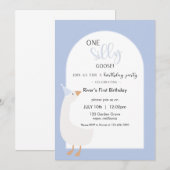 One Silly Goose First Birthday Invitation Kaart (Voorkant / Achterkant)