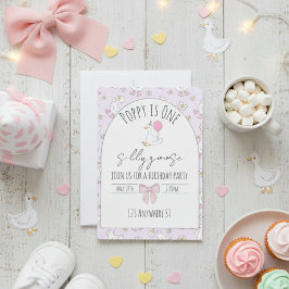 one silly goose first birthday invite kaart