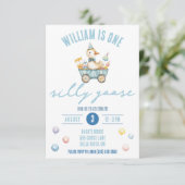 One Silly Goose, First Birthday Party Kaart (Staand voorkant)