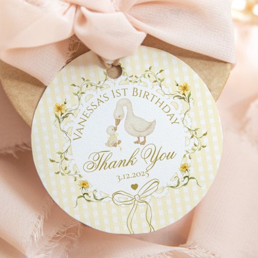 One Silly Goose Gender neutral Gingham Thank you Bedankjes Labels