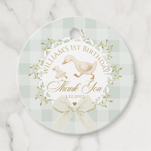 One Silly Goose Gender neutral Sage Birthday Bedankjes Labels (Voorkant)