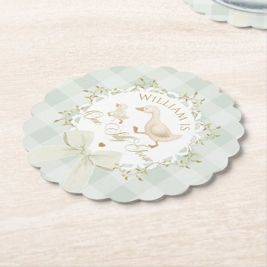 One Silly Goose Gender neutral Sage Birthday Kartonnen Onderzetters (Gekanteld)