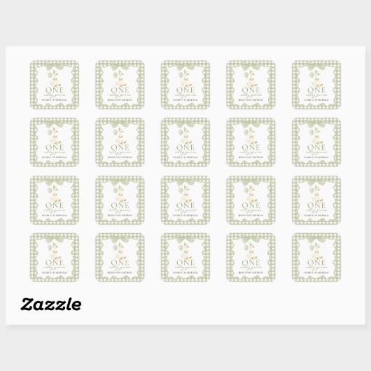 One Silly Goose Gingham 1st Birthday Sticker (Vel)