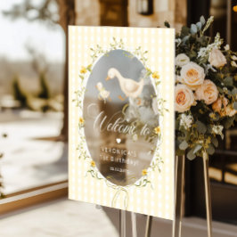 One Silly Goose Gingham 1st Birthday Welcome Acryl Bord