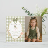 One Silly Goose Gingham Birthday Photo Bedankkaart (Staand voorkant)