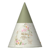 One Silly Goose Gingham Floral Birthday Party Hat Feesthoedjes (Voorkant)