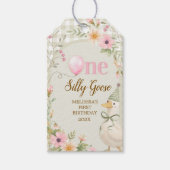 One Silly Goose Gingham Floral First Birthday   Cadeaulabel (Voorkant)