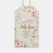One Silly Goose Gingham Floral First Birthday   Cadeaulabel (Achterkant)