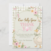 One Silly Goose Gingham Pink Floral Birthday Bedankkaart (Voorkant)