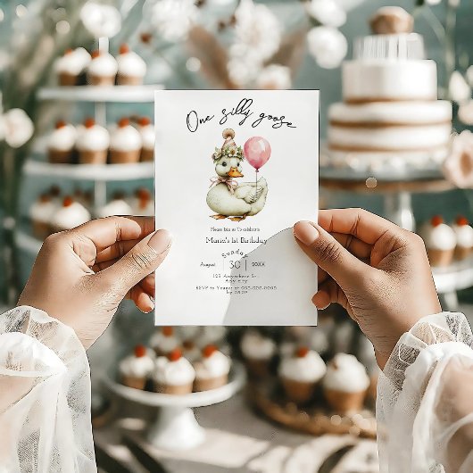 One Silly Goose Girl 1st Birthday  Kaart