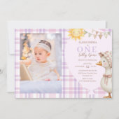 One Silly Goose Girl 1st Birthday Party Photo Kaart (Voorkant)