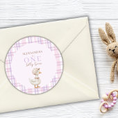 One Silly Goose Girl 1st Birthday Party Thank You Ronde Sticker