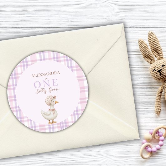 One Silly Goose Girl 1st Birthday Party Thank You Ronde Sticker