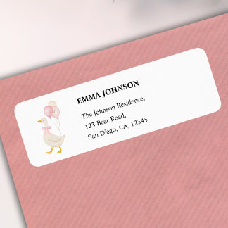 One Silly Goose Girl 1st Birthday Return Address Etiket