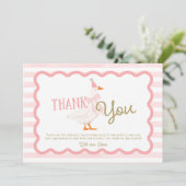 One Silly Goose Girl 1st Birthday Thank You Kaart (Staand voorkant)