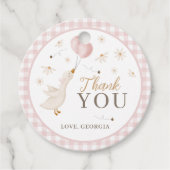 One Silly Goose Girls 1st Birthday Pink Gingham Bedankjes Labels (Voorkant)