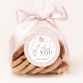 One Silly Goose Girls 1st Birthday Pink Gingham Ronde Sticker