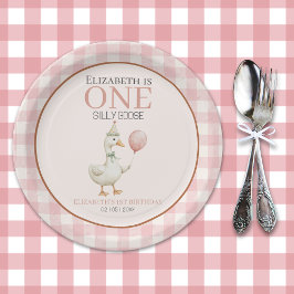 One Silly Goose Girl's Birthday 1st Party Papieren Bordje