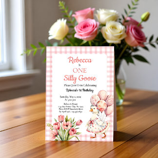One Silly Goose Girl's First Birthday Kaart